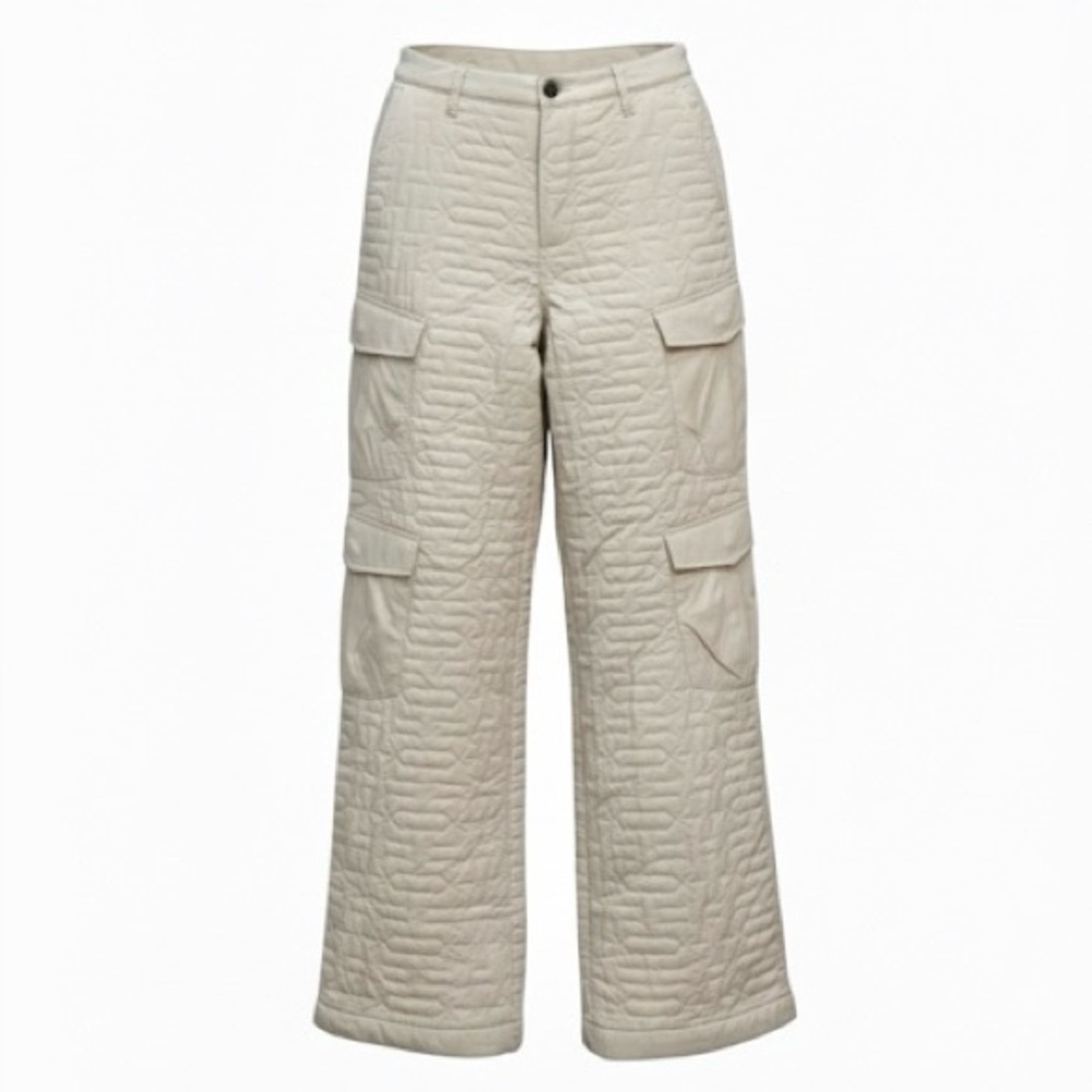 Honor The Gift Women’s Cream Quilted Wide Leg Cargo Pants Size Medium